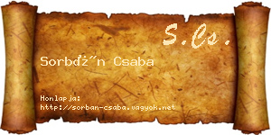 Sorbán Csaba névjegykártya